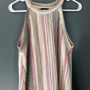 Anthropologie W5 Halter High Neck Terry Woven Striped Tank